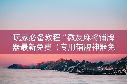 玩家必备教程“微友麻将铺牌器最新免费（专用辅牌神器免安装）