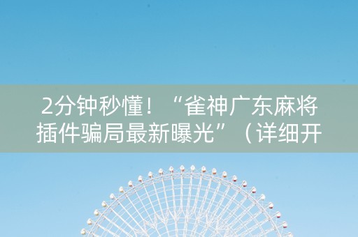 2分钟秒懂！“雀神广东麻将插件骗局最新曝光”（详细开挂教程）-哔哩哔哩