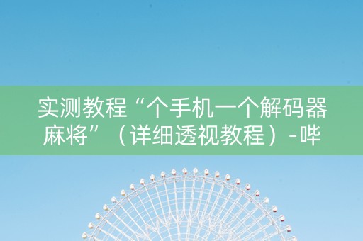 实测教程“个手机一个解码器麻将”（详细透视教程）-哔哩哔哩