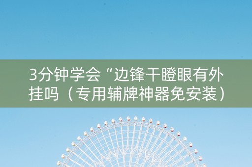 3分钟学会“边锋干瞪眼有外挂吗（专用辅牌神器免安装）