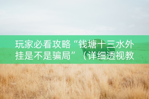 玩家必看攻略“钱塘十三水外挂是不是骗局”（详细透视教程）-哔哩哔哩