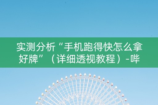 实测分析“手机跑得快怎么拿好牌”（详细透视教程）-哔哩哔哩