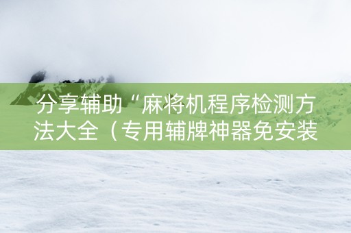 分享辅助“麻将机程序检测方法大全（专用辅牌神器免安装）