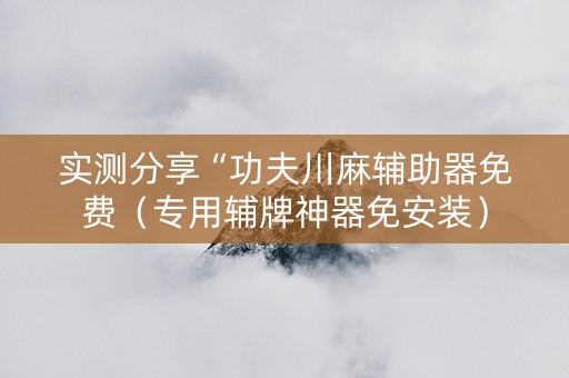 实测分享“功夫川麻辅助器免费（专用辅牌神器免安装）