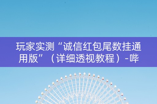 玩家实测“诚信红包尾数挂通用版”（详细透视教程）-哔哩哔哩