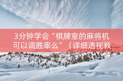 3分钟学会“棋牌室的麻将机可以调胜率么”（详细透视教程）-哔哩哔哩