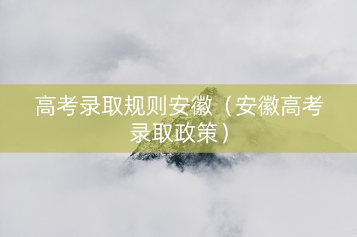高考录取规则安徽（安徽高考录取政策）
