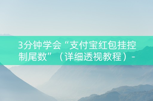 3分钟学会“支付宝红包挂控制尾数”（详细透视教程）-哔哩哔哩