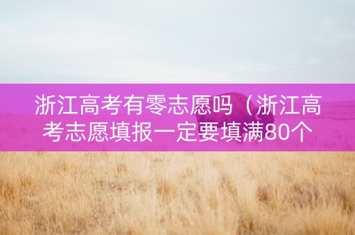 浙江高考有零志愿吗（浙江高考志愿填报一定要填满80个吗）