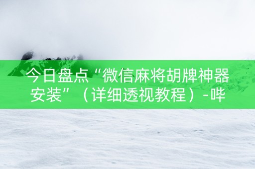 今日盘点“微信麻将胡牌神器安装”（详细透视教程）-哔哩哔哩