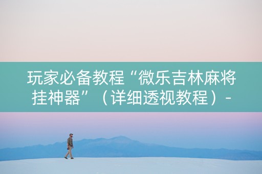 玩家必备教程“微乐吉林麻将挂神器”（详细透视教程）-哔哩哔哩