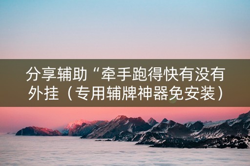 分享辅助“牵手跑得快有没有外挂（专用辅牌神器免安装）