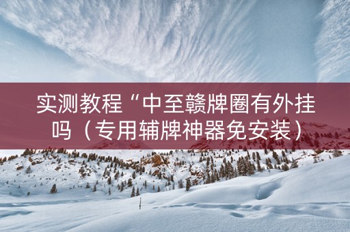 实测教程“中至赣牌圈有外挂吗（专用辅牌神器免安装）