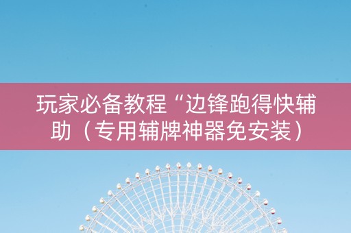 玩家必备教程“边锋跑得快辅助（专用辅牌神器免安装）