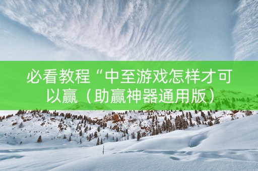 必看教程“中至游戏怎样才可以赢（助赢神器通用版）