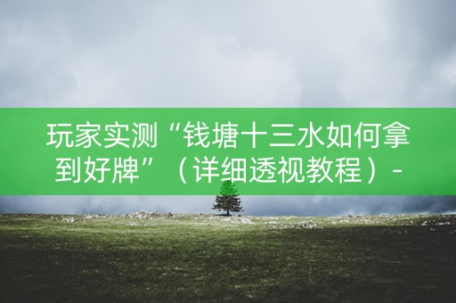 玩家实测“钱塘十三水如何拿到好牌”（详细透视教程）-哔哩哔哩