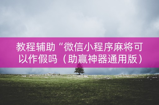 教程辅助“微信小程序麻将可以作假吗（助赢神器通用版）