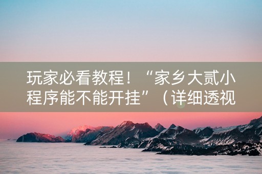 玩家必看教程！“家乡大贰小程序能不能开挂”（详细透视教程）-哔哩哔哩