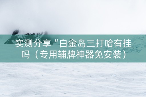 实测分享“白金岛三打哈有挂吗（专用辅牌神器免安装）