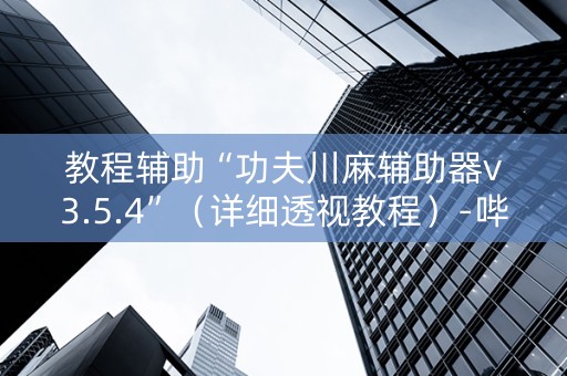 教程辅助“功夫川麻辅助器v3.5.4”（详细透视教程）-哔哩哔哩