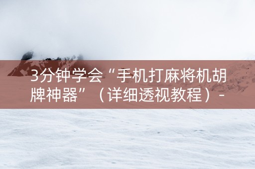 3分钟学会“手机打麻将机胡牌神器”（详细透视教程）-哔哩哔哩