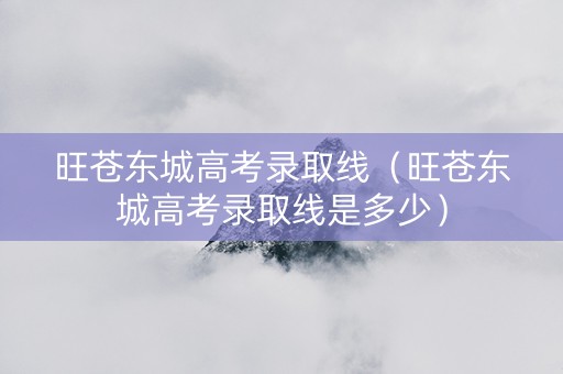 旺苍东城高考录取线（旺苍东城高考录取线是多少）
