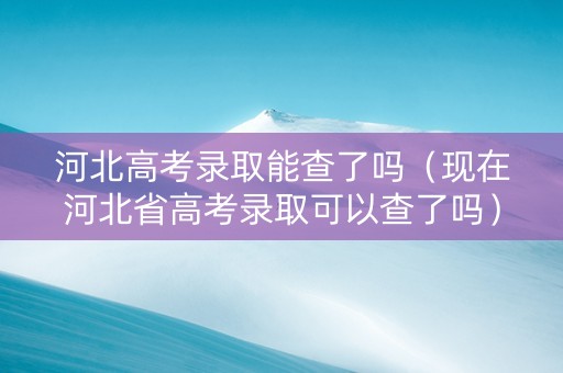 河北高考录取能查了吗（现在河北省高考录取可以查了吗）
