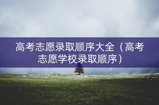 高考志愿录取顺序大全（高考志愿学校录取顺序）