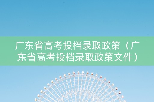 广东省高考投档录取政策（广东省高考投档录取政策文件）
