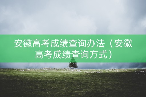 安徽高考成绩查询办法（安徽高考成绩查询方式）