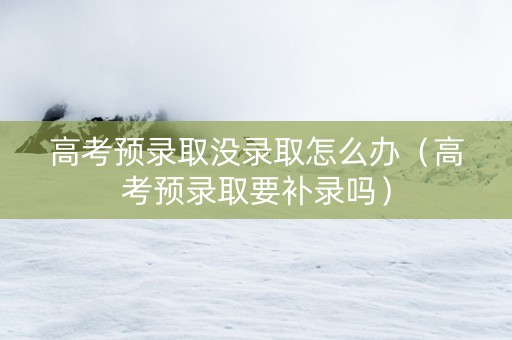 高考预录取没录取怎么办（高考预录取要补录吗）