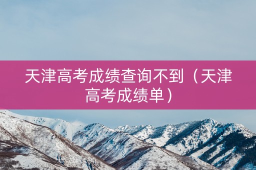 天津高考成绩查询不到（天津高考成绩单）