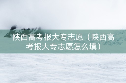 陕西高考报大专志愿（陕西高考报大专志愿怎么填）
