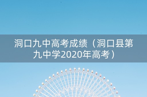 洞口九中高考成绩（洞口县第九中学2020年高考）