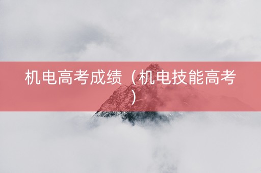 机电高考成绩（机电技能高考）