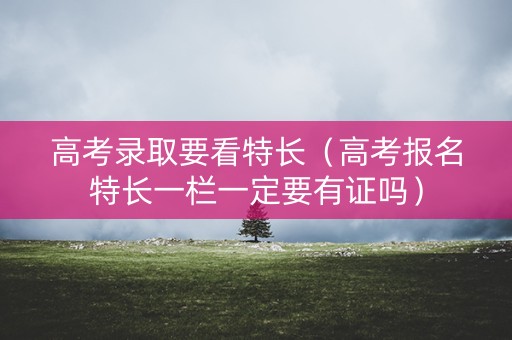 高考录取要看特长（高考报名特长一栏一定要有证吗）