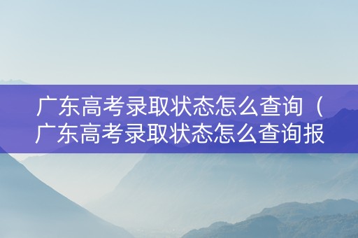 广东高考录取状态怎么查询（广东高考录取状态怎么查询报名信息）