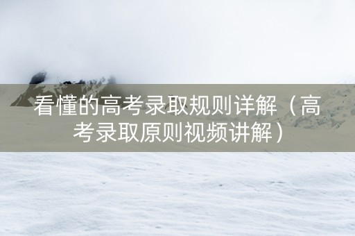 看懂的高考录取规则详解（高考录取原则视频讲解）