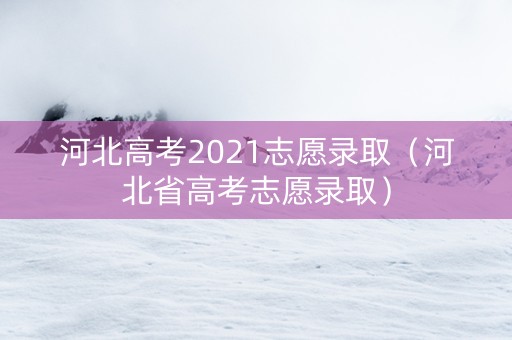 河北高考2021志愿录取（河北省高考志愿录取）