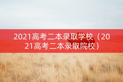 2021高考二本录取学校（2021高考二本录取院校）