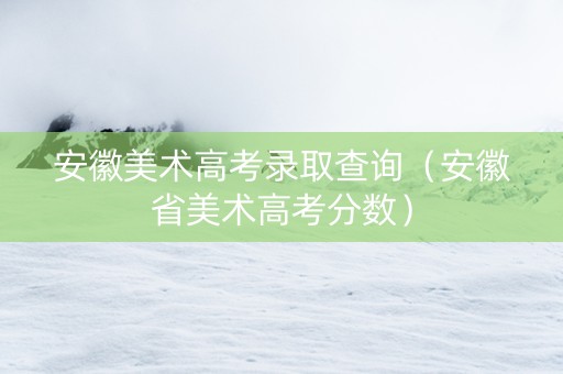 安徽美术高考录取查询（安徽省美术高考分数）