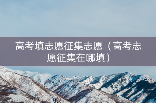 高考填志愿征集志愿（高考志愿征集在哪填）
