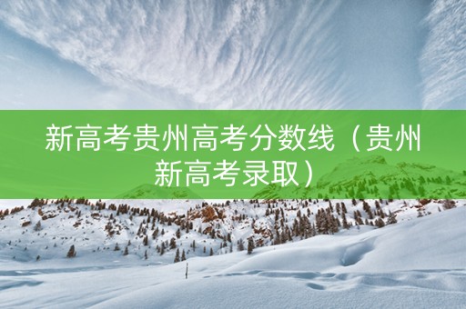 新高考贵州高考分数线（贵州新高考录取）