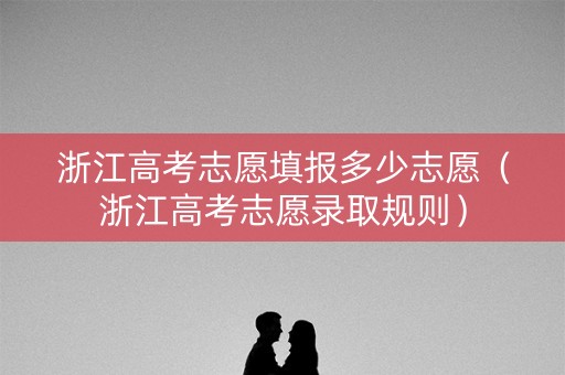 浙江高考志愿填报多少志愿（浙江高考志愿录取规则）