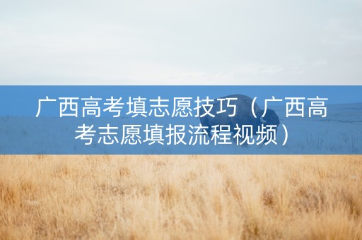 广西高考填志愿技巧（广西高考志愿填报流程视频）