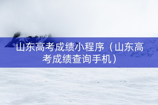 山东高考成绩小程序（山东高考成绩查询手机）