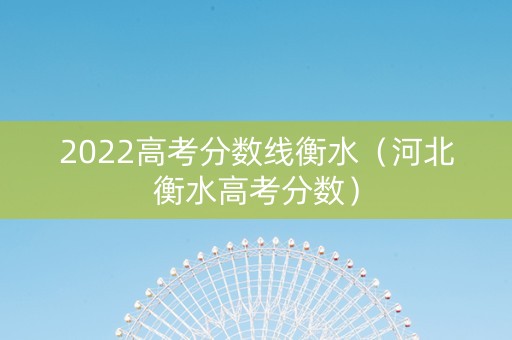 2022高考分数线衡水（河北衡水高考分数）