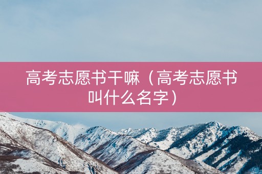 高考志愿书干嘛（高考志愿书叫什么名字）