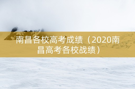南昌各校高考成绩（2020南昌高考各校战绩）