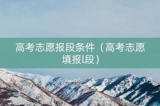 高考志愿报段条件（高考志愿填报l段）